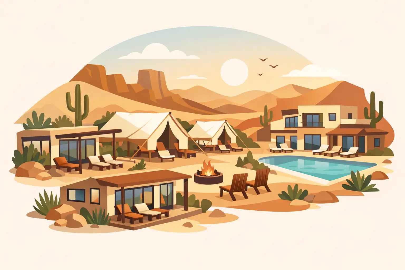 Group Lodging Configurations for Desert Weekends